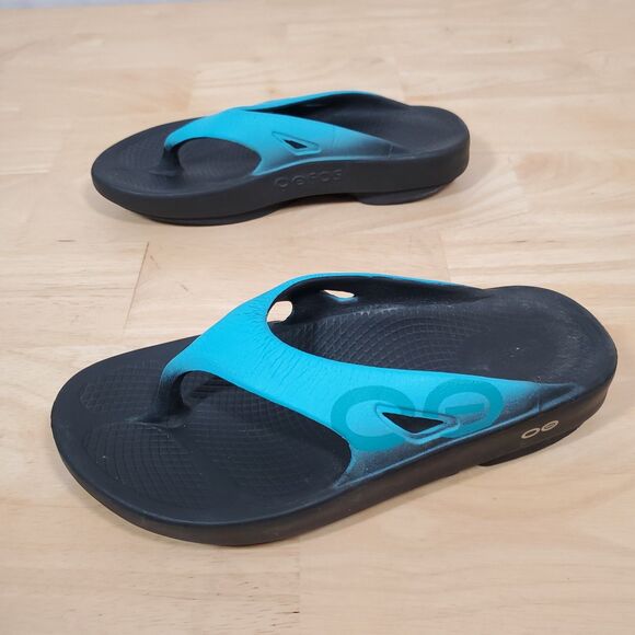 OOFOS OOriginal Sport Thong Sandals Aqua Blue Women's Sz 7 EU 38 Recovery Beachy - Picture 4 of 10